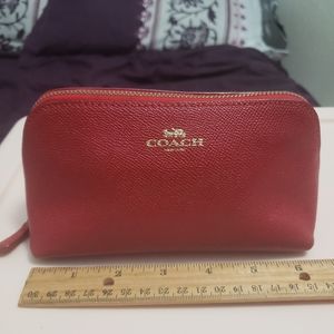 Coach Red Leather Cosmetic Toiletry Case